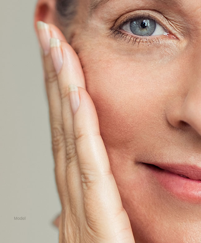 up close of the side of a womans face