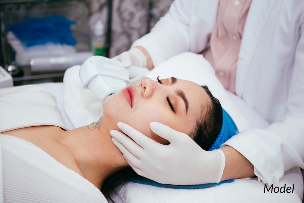 Women undergoing an IPL treatment at a medical spa.