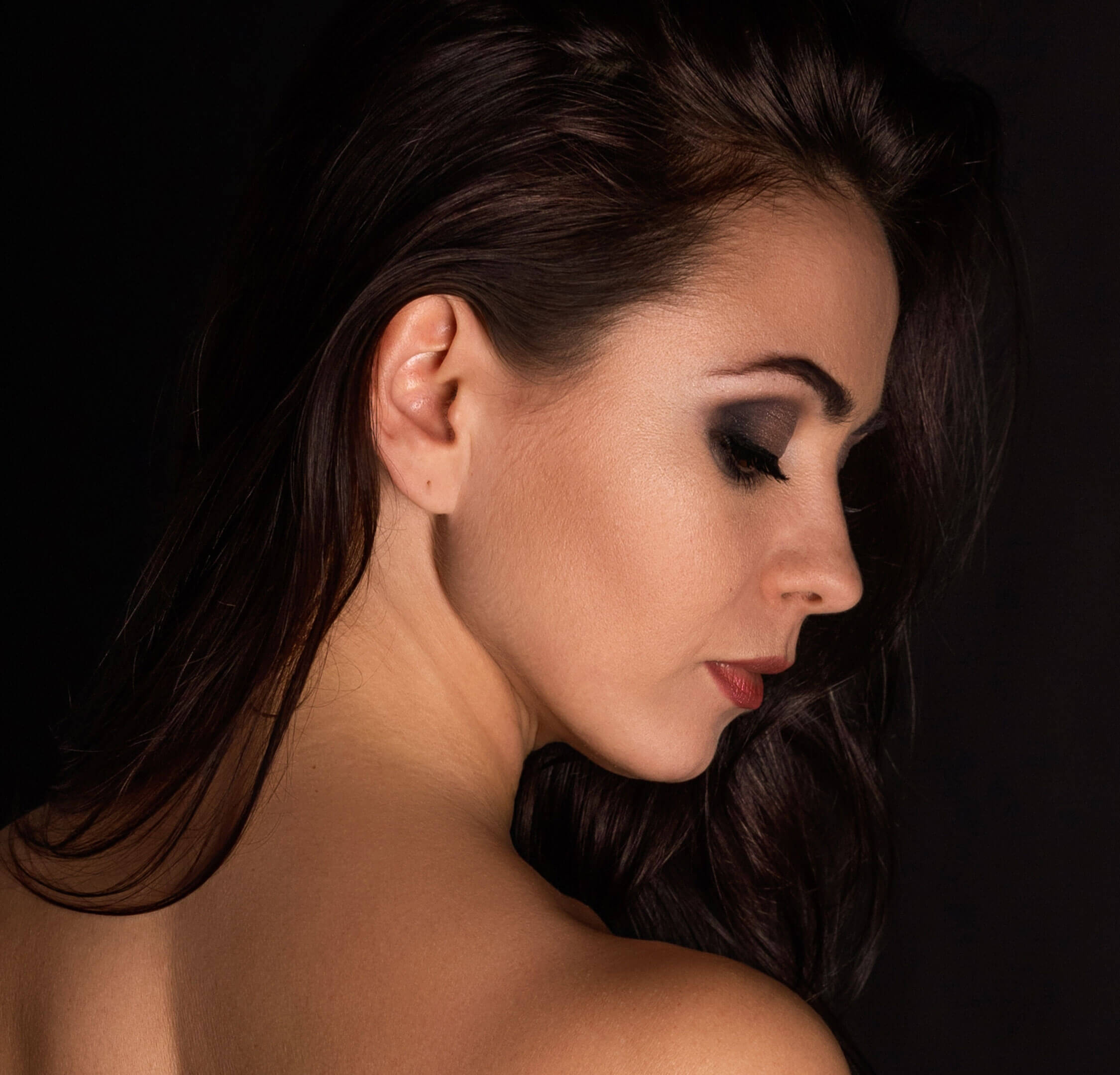 Beautiful woman looking down